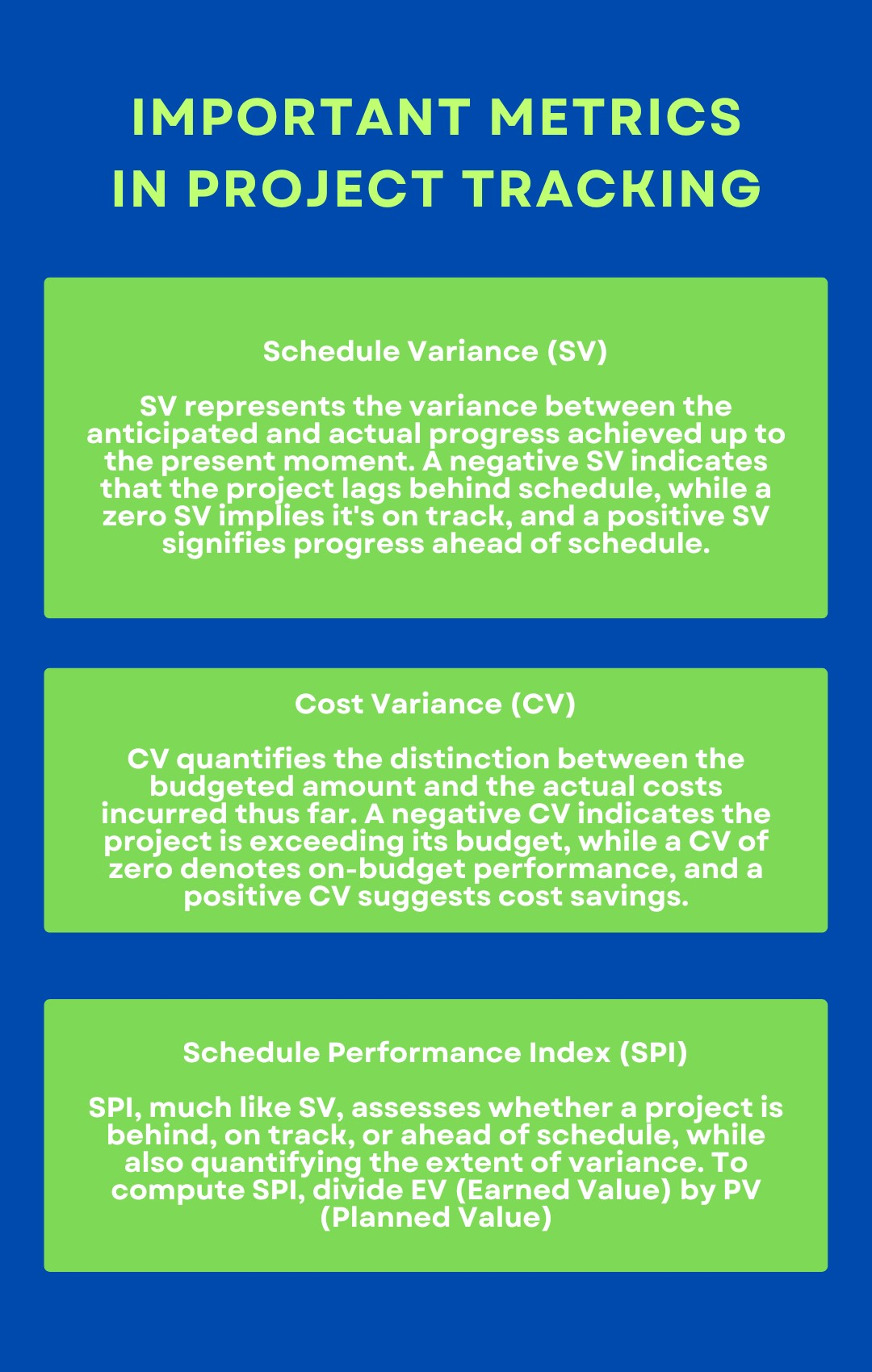 Important Metrics for Project Tracking