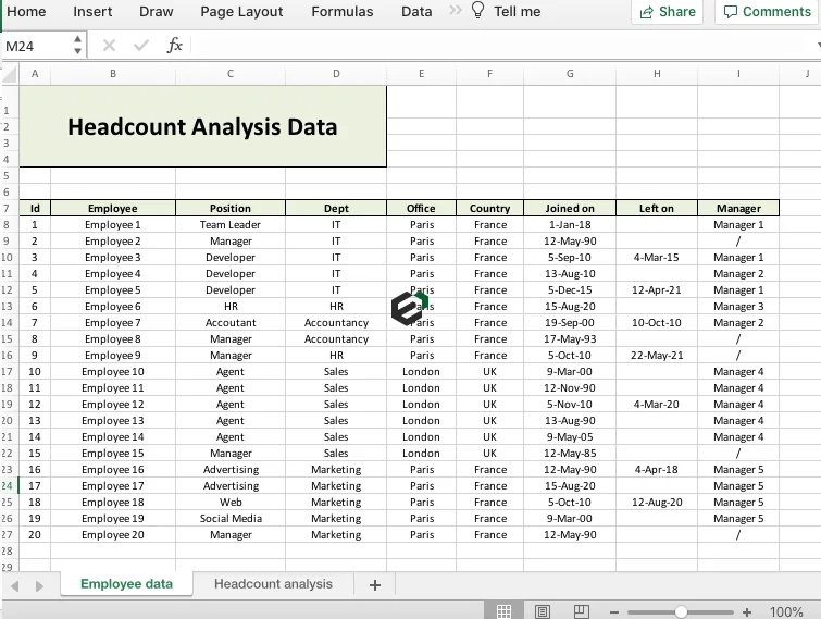 Headcount Analysis Data